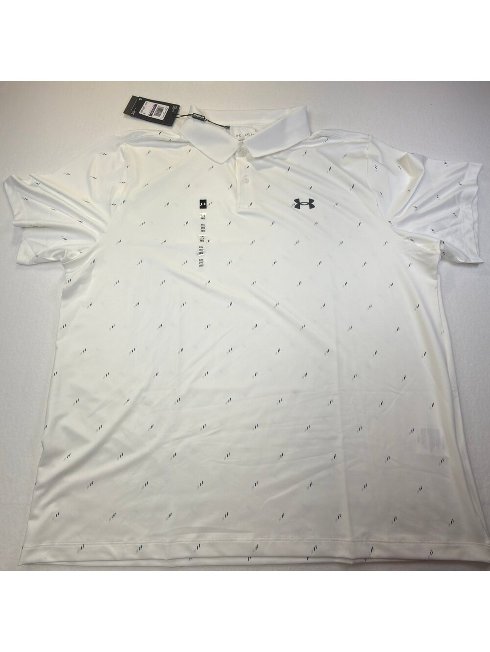 Under Armour‎ Performance 3.0 Printed Polo Shirt White Black Loose Fit Men’s 2XL